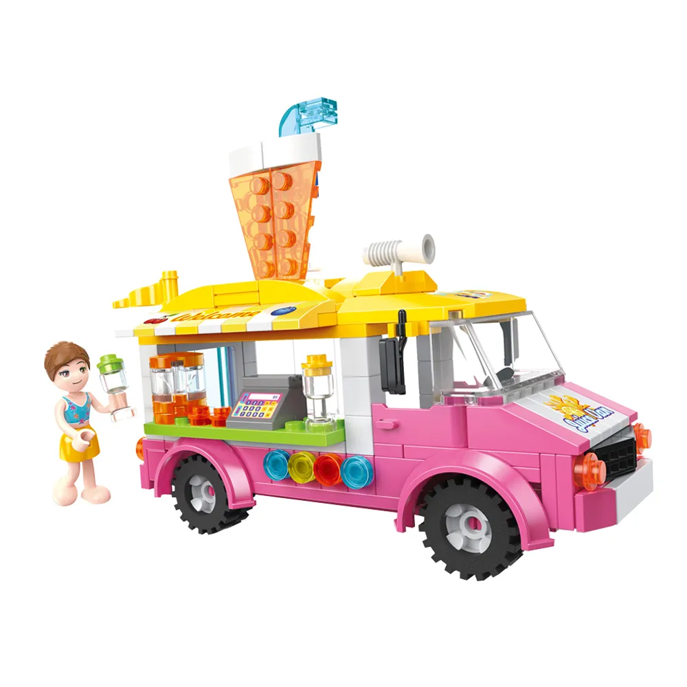 【COGO】積木 沙灘女孩系列 行動冰淇淋車-4554(益智玩具/兒童玩具//聖誕禮物/交換禮物)