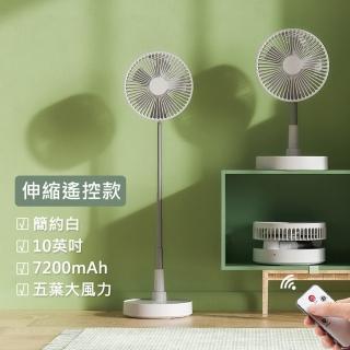 【太力TAI LI】可伸縮折疊USB充電靜音落地桌面兩用電扇風扇(附遙控)