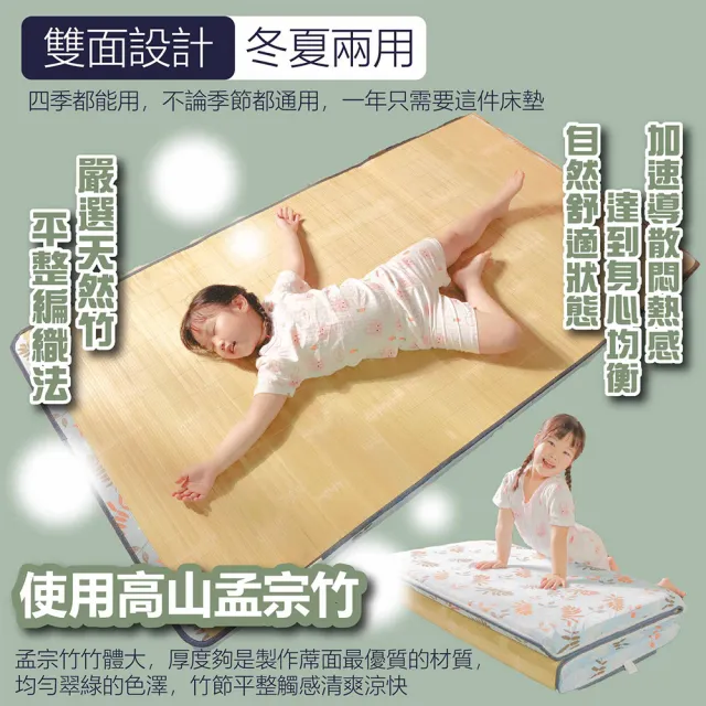 【小老闆寢具】單人3.5尺冬夏兩用竹蓆床墊5公分(折疊床｜雙層床｜薄床墊｜宿舍床｜露營床)