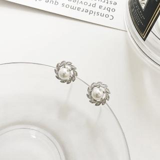 【UME.Acce】鑲鑽花環珍珠耳環(耳環 耳針 鑲鑽 鑲鑽耳環 珍珠 珍珠耳環 花環耳環)