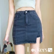 【Lockers 木櫃】夏季港風小開衩牛仔短裙 L111080803(牛仔短裙)