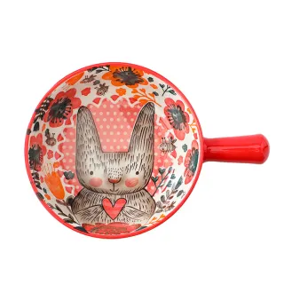 【CS22】動物陶瓷餐碗系列A款手柄碗2入(手柄碗)