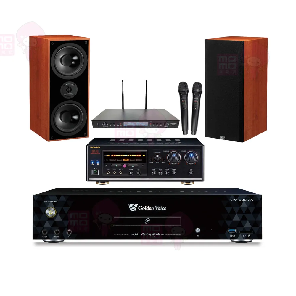 【金嗓】CPX-900 K1A+DSP-A1II+SR-889PRO+DM-826II木(4TB點歌機+擴大機+無線麥克風+喇叭)