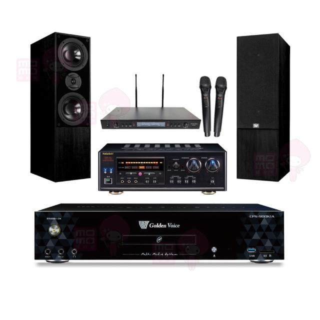 【金嗓】CPX-900 K1A+DSP-A1II+SR-889PRO+DM-835II 黑(4TB點歌機+擴大機+無線麥克風+喇叭)