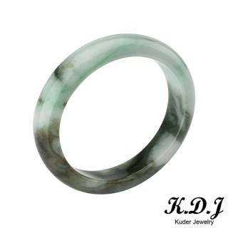 【K.D.J 圓融珠寶】飄綠飄花翡翠手鐲天然A貨(16.7圍貴妃鐲)
