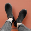 【SPRING】輕量休閒鞋 加絨休閒鞋/超輕量加絨保暖飛織襪套休閒鞋-男鞋(黑)
