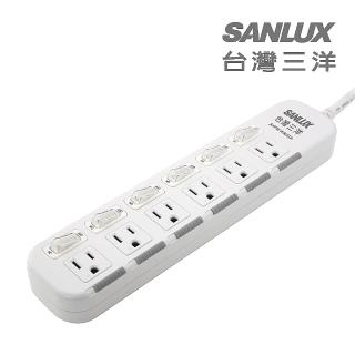 【SANLUX 臺灣三洋】防塵蓋轉接延長電源線 3孔6座6切1.8M(SYPW-W366DA)