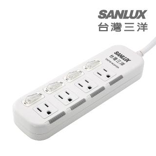 【SANLUX 臺灣三洋】防塵蓋轉接延長電源線 3孔4座4切1.8M(SYPW-W344DA)