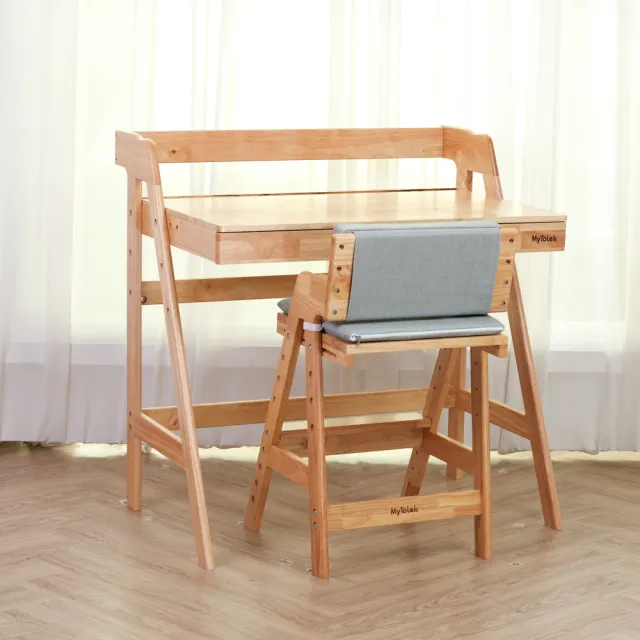 【MyTolek 童樂可】慕木桌乖寶寶學習組 書桌+學學椅(原木書桌椅 成長書桌椅)