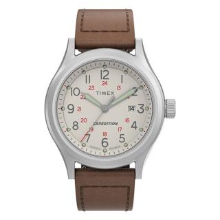 【TIMEX】天美時 遠徵系列 經典手錶(米x棕色 TXTW2V07300)
