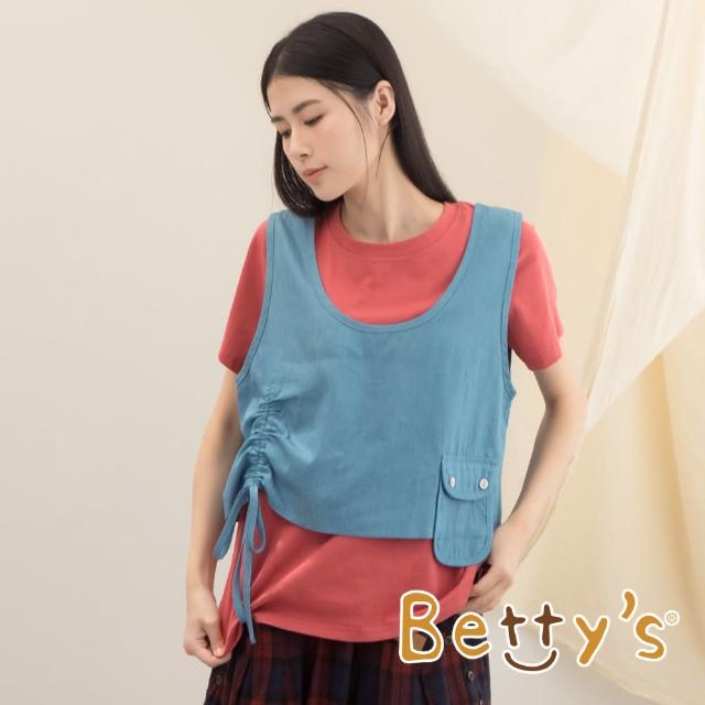 【betty’s 貝蒂思】假兩件牛仔背心上衣(桃紅)