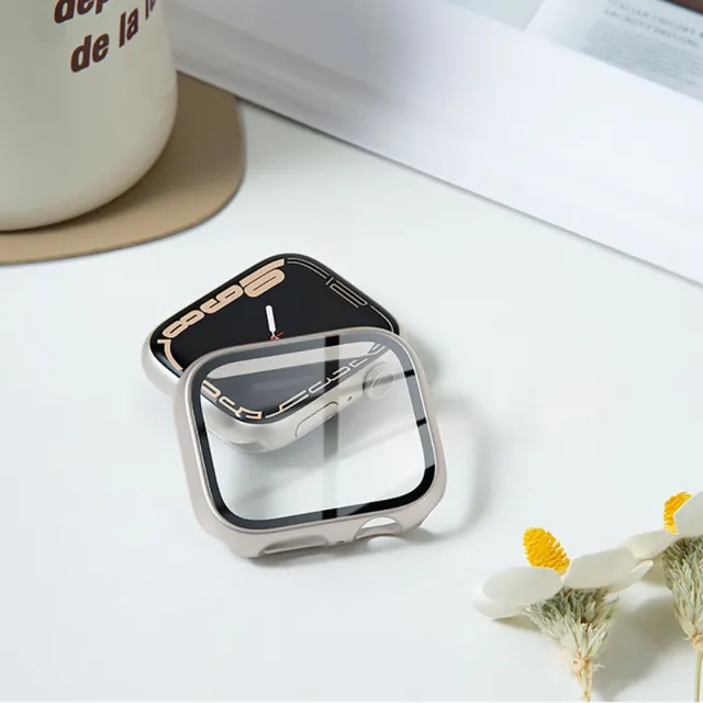 【GAGEDA】智慧型手錶原機色殼膜一體(適用Apple Watch Series 10/9/8/ 42/46/41/45mm PC+鋼化膜一體式錶殼)