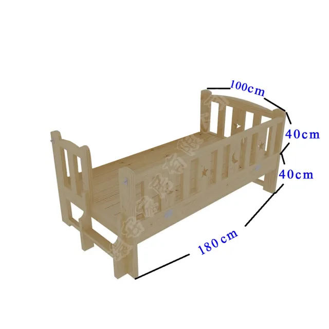 【HABABY】松木實木拼接床 長180寬100高40 三面有梯款 升級上漆(床邊床、嬰兒床、兒童床、床架)