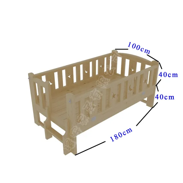 【HABABY】松木實木拼接床 長180寬100高40 四面有梯款 升級上漆(床邊床、嬰兒床、兒童床、床架)