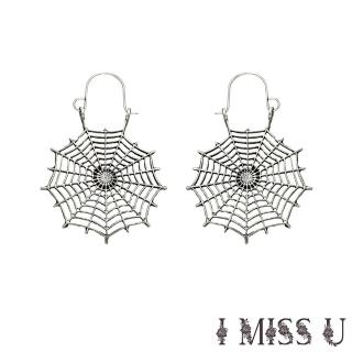 【I MISS U】縷空耳環 蜘蛛網耳環 線條耳環/個性民族風縷空蜘蛛網線條造型耳環(2色任選)