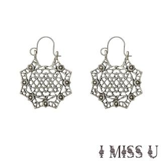 【I MISS U】花朵耳環 縷空耳環 三角耳環/個性民族風花朵縷空三角線條造型耳環(2色任選)