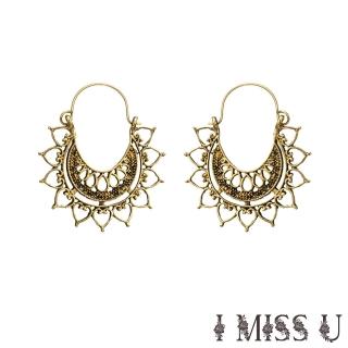 【I MISS U】愛心耳環 花瓣耳環 水滴耳環/時尚民族風愛心線條花瓣水滴縷空造型耳環(金)