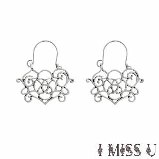 【I MISS U】縷空耳環 蓮花耳環 線條耳環/時尚民族風縷空蓮花線條造型耳環(2色任選)