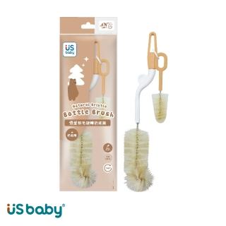 【US BABY 優生】鬃毛旋轉奶瓶刷-棕熊(附奶嘴刷)