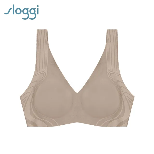 【sloggi】NEW ZERO FEEL SOFT BRA 全新零感系列 涼感透氣後扣式V領內衣(濃醇花生醬)