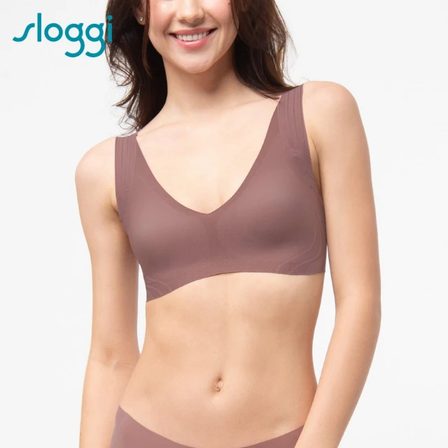 【sloggi】NEW ZERO FEEL SOFT BRA 全新零感系列 涼感透氣後扣式V領內衣(巧克甜心)