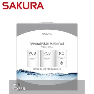 【SAKURA 櫻花】雙效RO淨水器專用濾心5支入二年份 適用機型P0531/P0235(F2196)