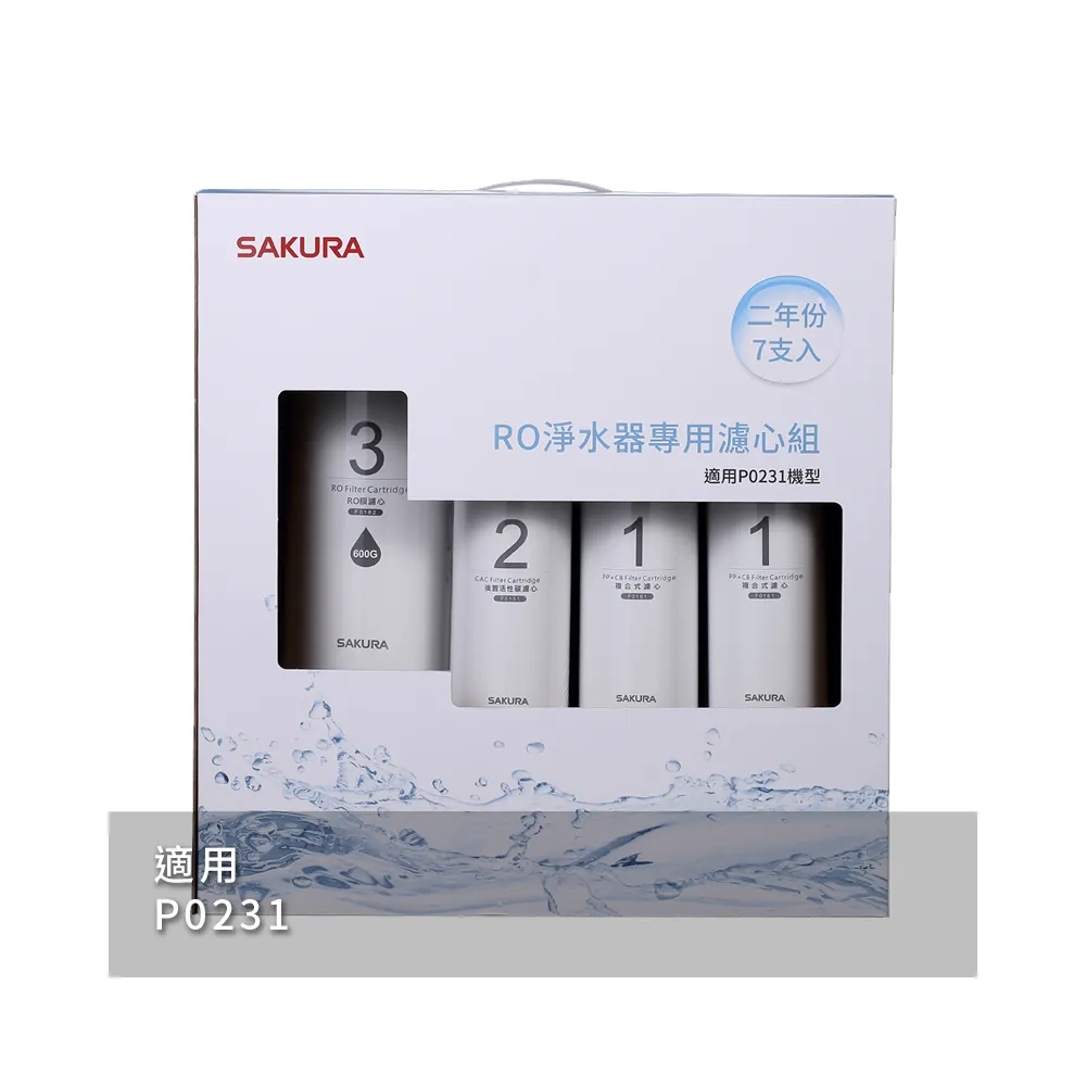 【SAKURA 櫻花】RO淨水器專用濾心7支入二年份  適用機型P0231(F0194)