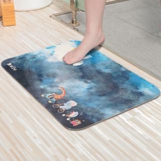 【怪獸居家生活】瑪思特 臺灣製 10秒頂吸軟式珪藻土吸水地墊 星夜旅遊(60x40cm)
