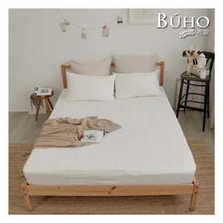 【BUHO 布歐】透氣方格舖棉床包式保潔墊-愛戀白(3.5尺單人)