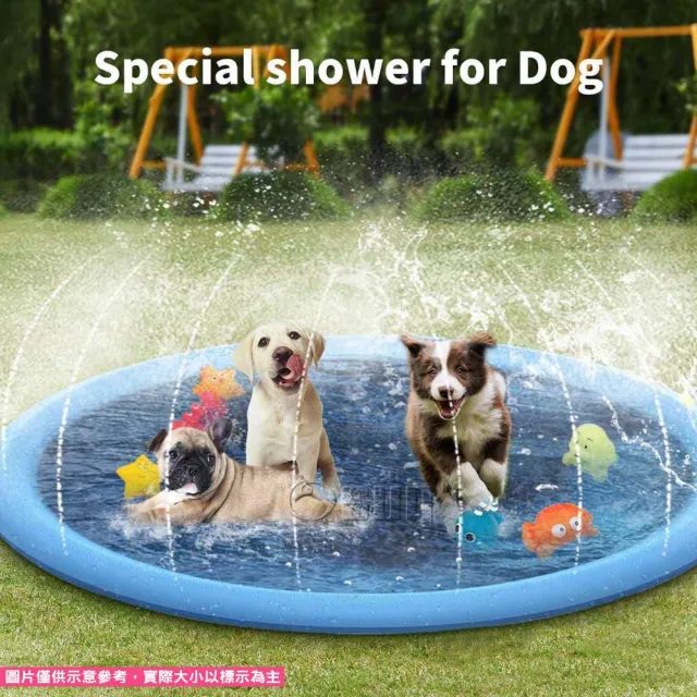 【Osun】藍色加厚PVC材質寵物游泳兒童戲水池噴水墊(直徑100cm/CE402)