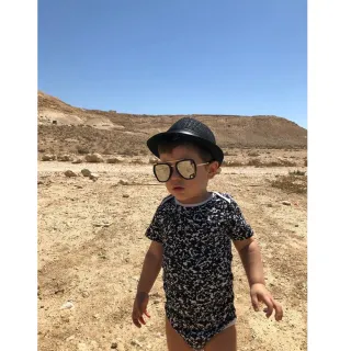 【Sleep No More】SLEEP NO MORE 100% 有機棉短袖包屁衣-黑白雜訊