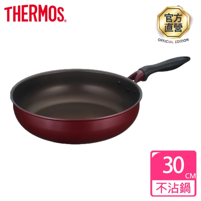 THERMOS膳魔師 新一代厚鑄耐摩不沾鍋單柄深煎鍋30cm(KFH-030D)