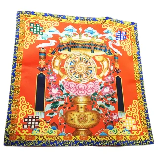 【十方佛教文物】八吉祥總集 紅色桌布42公分(佛心廣大圓滿  充滿智慧)