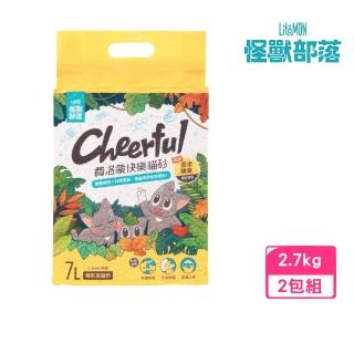 【怪獸部落】費洛蒙快樂貓砂-1.5mm 極細 7L/ 2.7kg*2包組（條型豆腐砂）(貓砂)