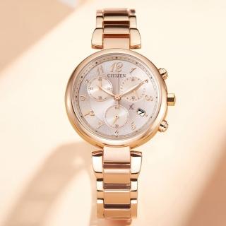 【CITIZEN 星辰】xC 限定心蕊輕奢光動能時尚計時女錶-粉紅x玫瑰金/35mm 母親節限定(FB1452-66X)