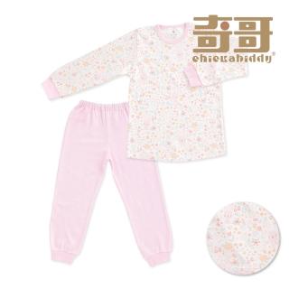 【奇哥官方旗艦】Chic a Bon 小兔花園側開套裝/長袖睡衣/居家服-三段天絲棉布(1-3歲)