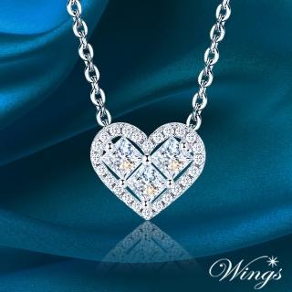 【WINGS】醉心 愛心心型迷人設計 璀璨方晶鋯石擬真鑽鍊(禮盒 情人 送禮 浪漫 輕奢 母親節 生日)