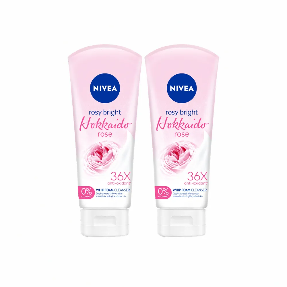 【NIVEA 妮維雅】北海道玫瑰淨白泡沬潔面乳100mlx2入(洗面潔顏乳)