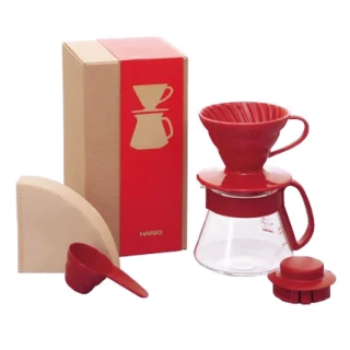 【HARIO】V60 紅色濾杯咖啡壺組/1~2杯(VDS-3012R)