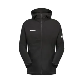 【Mammut 長毛象官方直營】Macun 2.0 SO Hooded Jkt AF 日系防潑水軟殼連帽外套 黑色 男款 #1011-00792