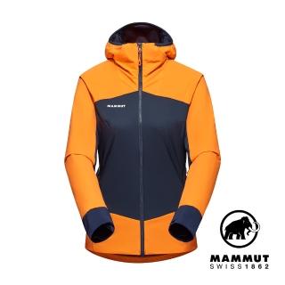 【Mammut 長毛象官方直營】Taiss IN Hybrid Hooded Jkt 軟殼連帽外套 柑桔橘/海洋藍 女款 #1013-02690