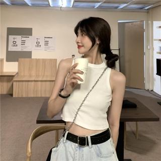 【D.studio】韓版圓領顯瘦設計感短版背心(上衣 小可愛 女裝 背心女 衣服 短版上衣 冰絲背心)