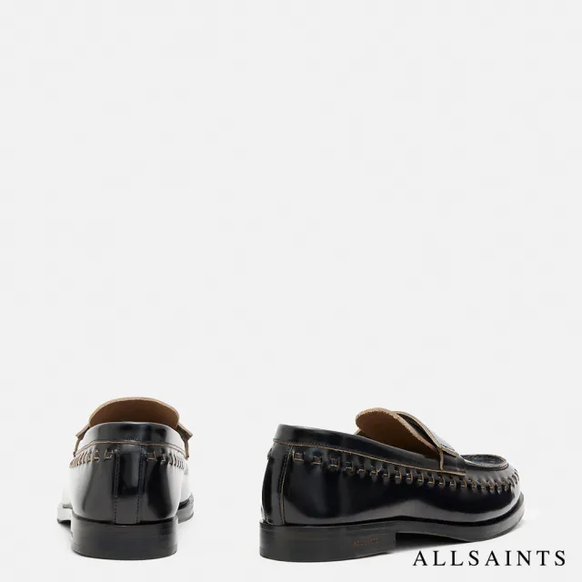 【ALLSAINTS】SAMMY 英倫牛皮編織LOGO樂福鞋 MZ611Y