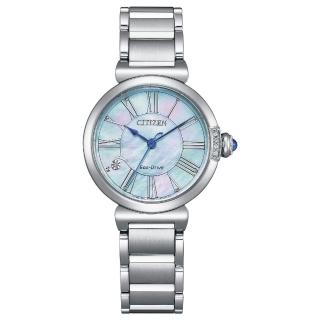 【CITIZEN 星辰】L系列 幸福鈴蘭真鑽光動能女錶-銀/29.5mm 母親節限定(EM1060-87N)