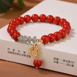 【米蘭精品】現貨+預購 硃砂手鍊硃砂手串(8mm天然翡翠福字女飾品聖誕節交換禮物74fq2)