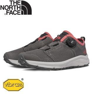 【The North Face】女 可調式鞋帶休閒鞋《麻灰/桃粉》3RDT/運動鞋/抓地耐磨/戶外鞋/懶人鞋(悠遊山水)