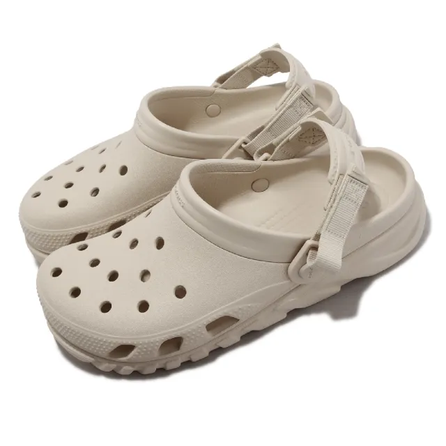 【Crocs】涼拖鞋 Duet Max II Clog 男女鞋 奶茶 水泥灰 渦輪克駱格 魔鬼氈 可調節 卡駱馳(208776160)