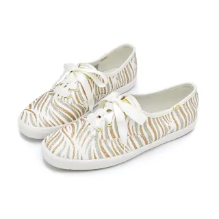 【Keds】CHAMPION 閃光波浪印花帆布休閒鞋-金色(9233W110909)