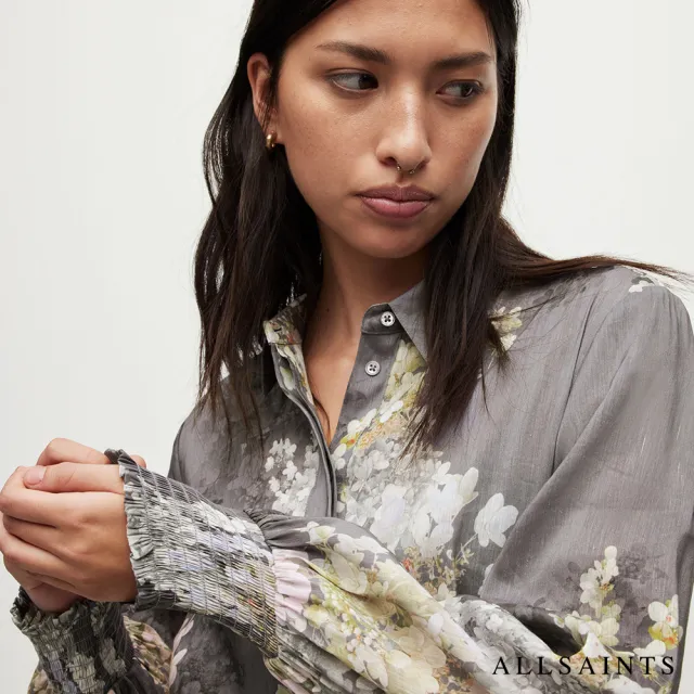 【ALLSAINTS】SKYE VENETIA 真絲混紡花瓣印花中長版洋裝 WD143Y(常規版型)