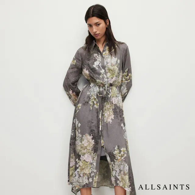 【ALLSAINTS】SKYE VENETIA 真絲混紡花瓣印花中長版洋裝 WD143Y(常規版型)